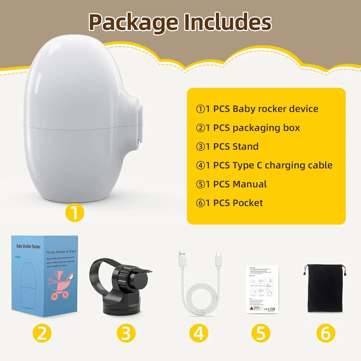 Balanelle électrique portable pour bébé – Balancelle vibrante à 5 vitesses